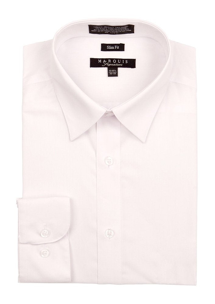 Camisa de vestir de hombre blanca de manga larga slim fit
