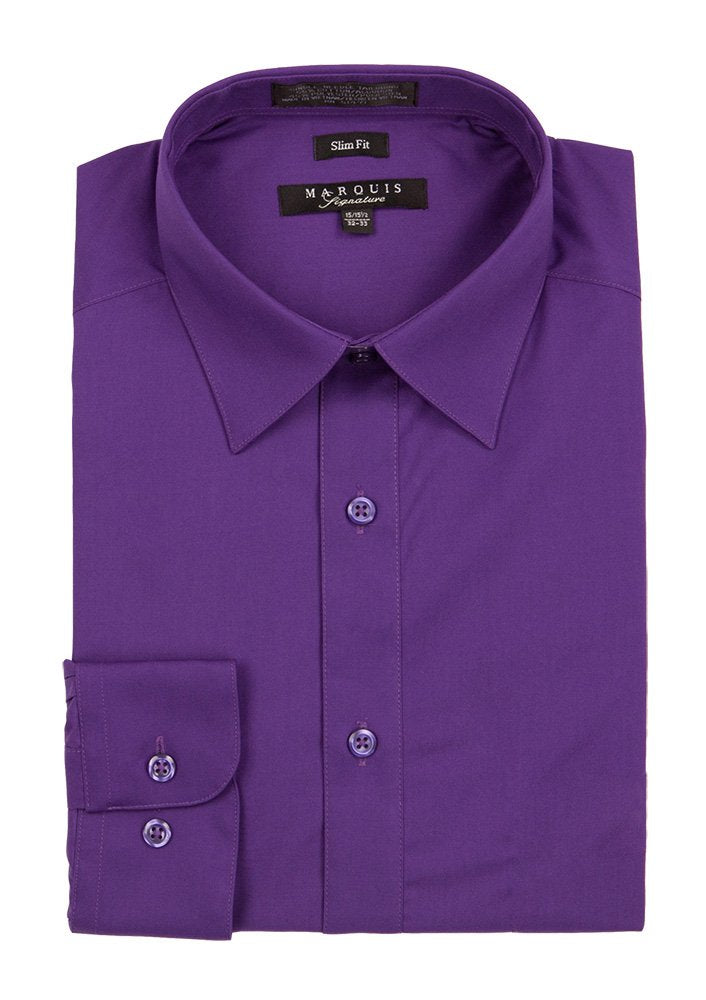 purple Men's Long sleeve dress shirt slim fit