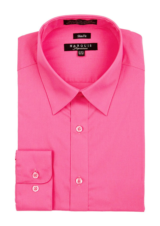 Fuchsia Men's Long sleeve dress shirt slim fit
