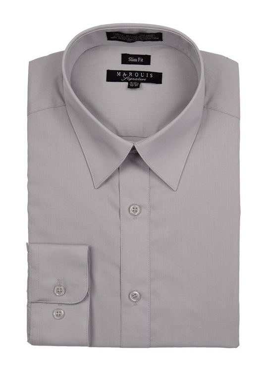 Light Grey Men long sleeve dress shirt slim fit