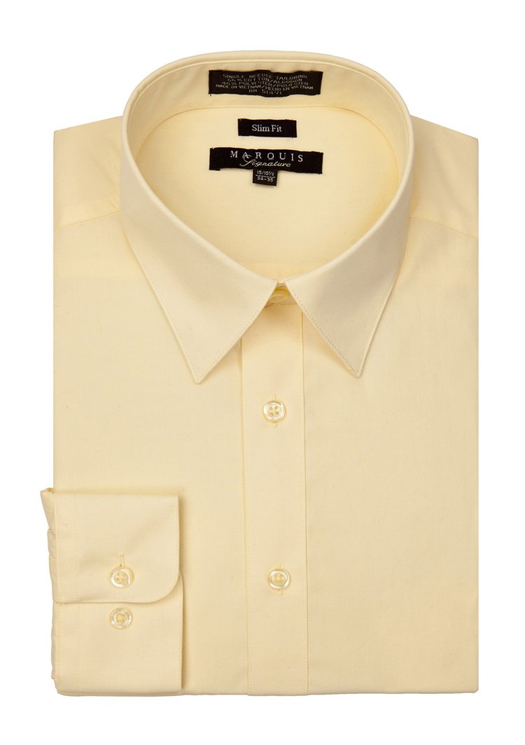 Banana Yellow Men long sleeve dress shirt slim fit