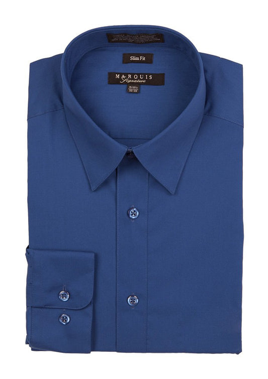 Royal Blue Men long sleeve dress shirt slim fit