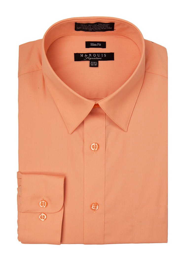 Apricot orange Men long sleeve dress shirt