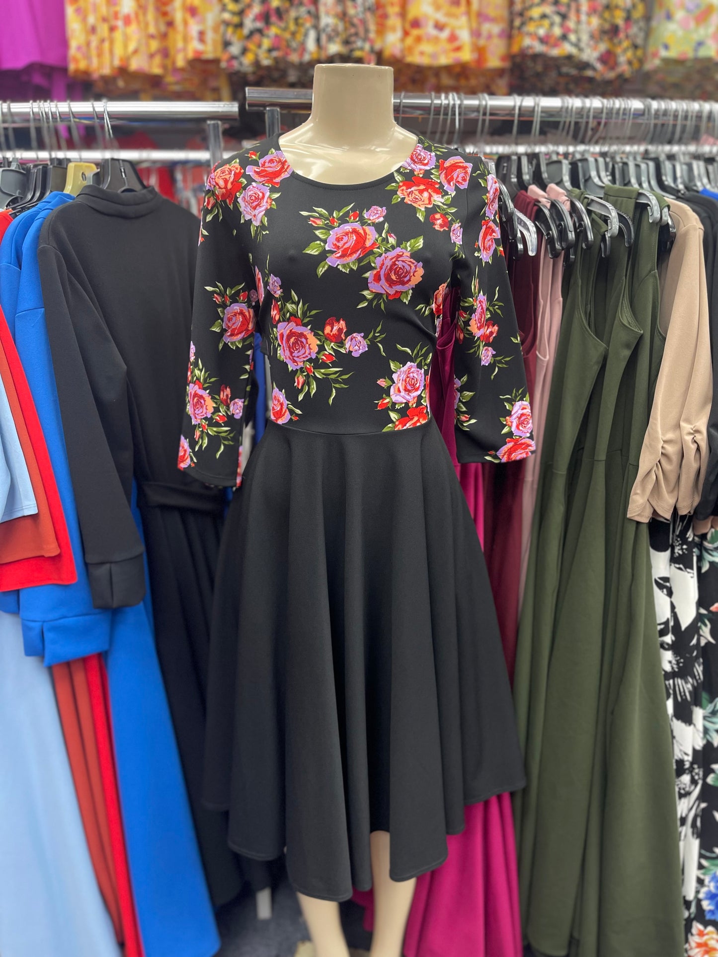 Pearl Dress red floral