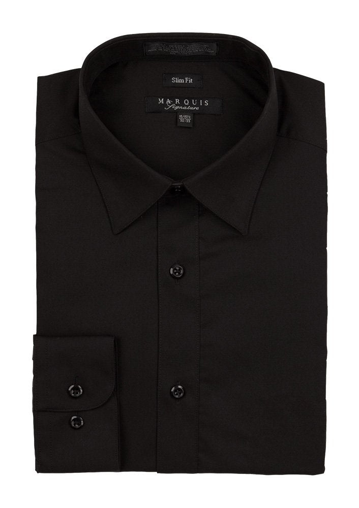 Black Mens Long sleeve dress shirt slim fit