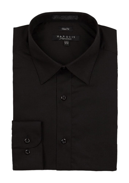 Black Mens Long sleeve dress shirt slim fit