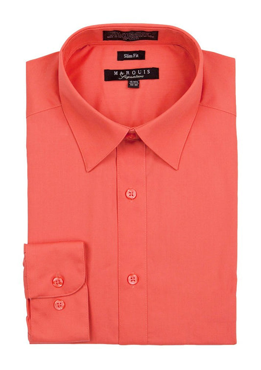 Salmon Men long sleeve dress shirt  slim fit