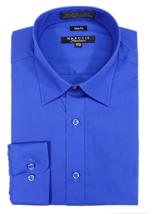 Sapphire Blue Men long sleeve dress shirt  slim fit