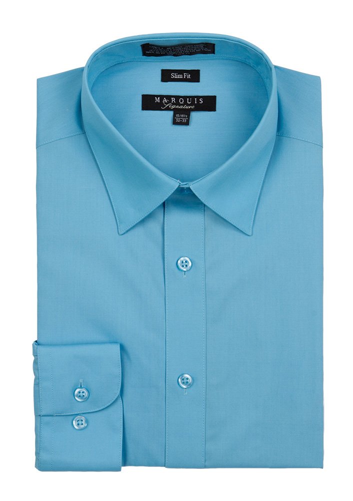 Sky Blue Men long sleeve dress shirt  slim fit