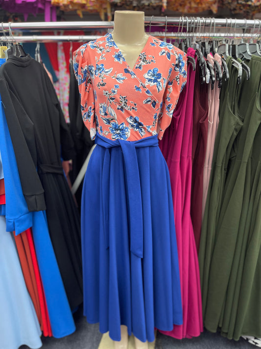 Emma Dress Royal Blue & Pink