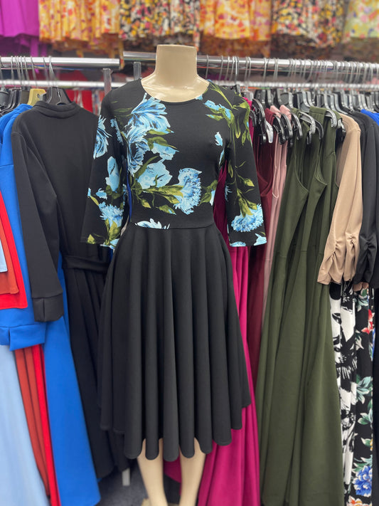 Pearl Dress Blue & Black