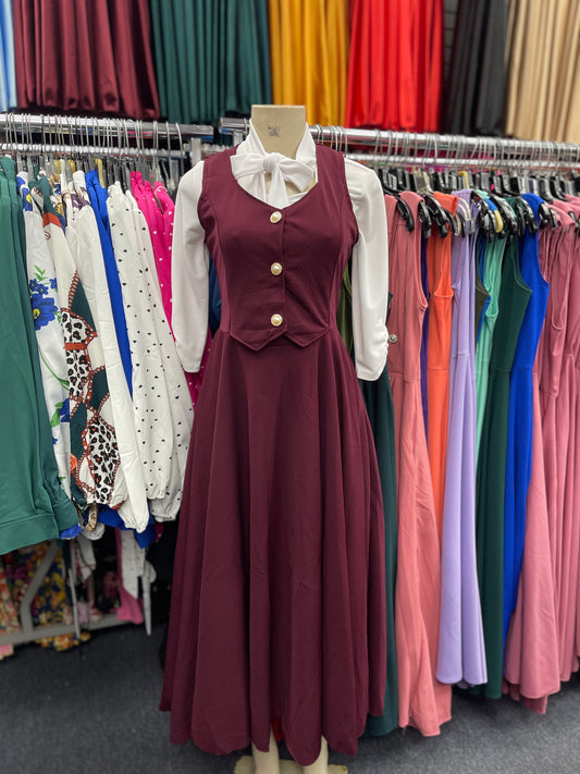Audrey  Dress Burgundy