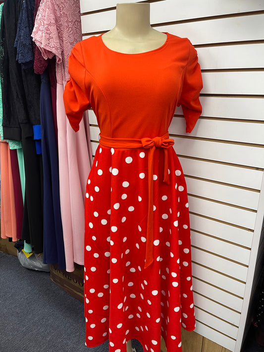 Lena Dot Dress Red
