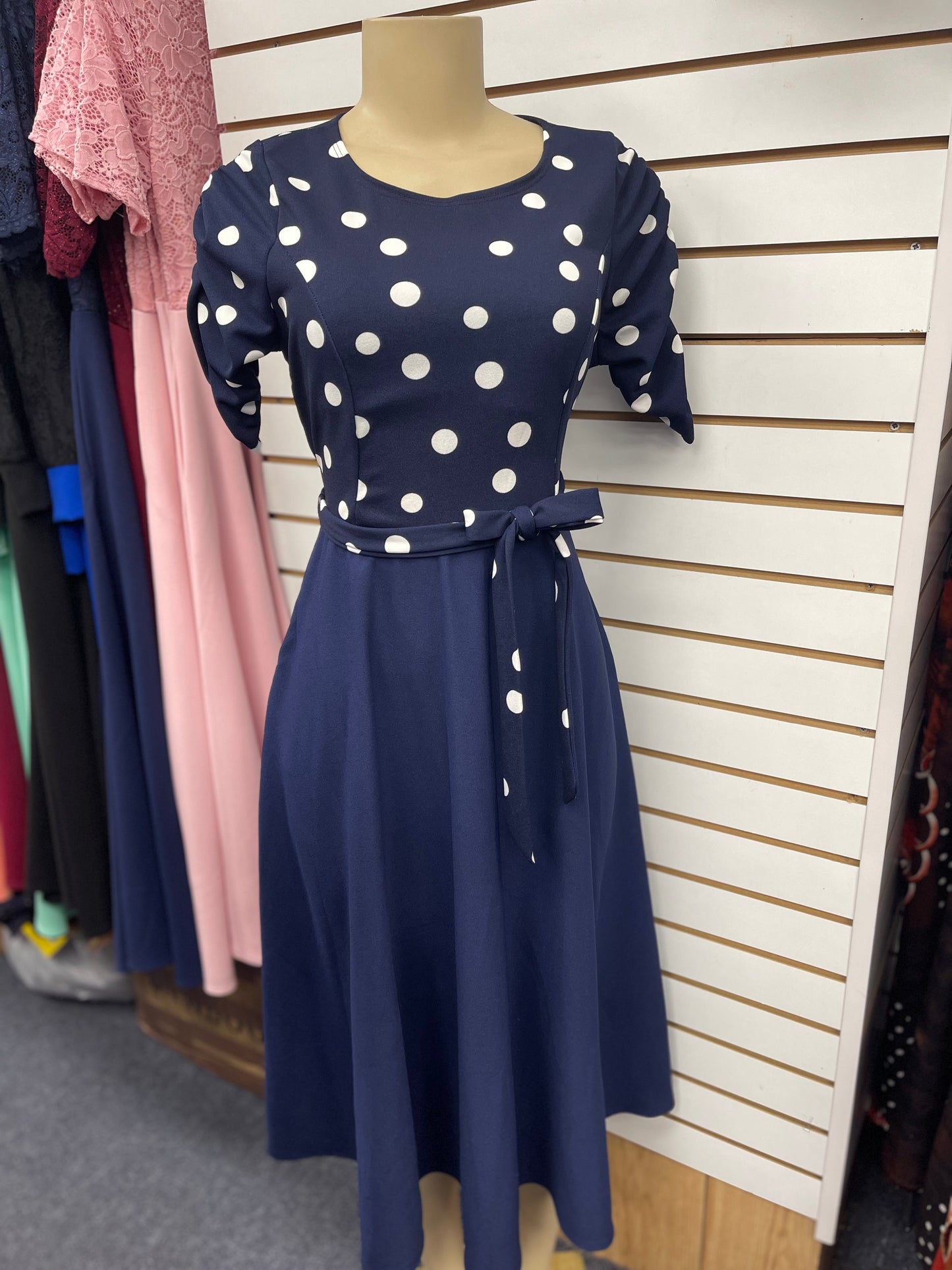Lena Dot Dress navy