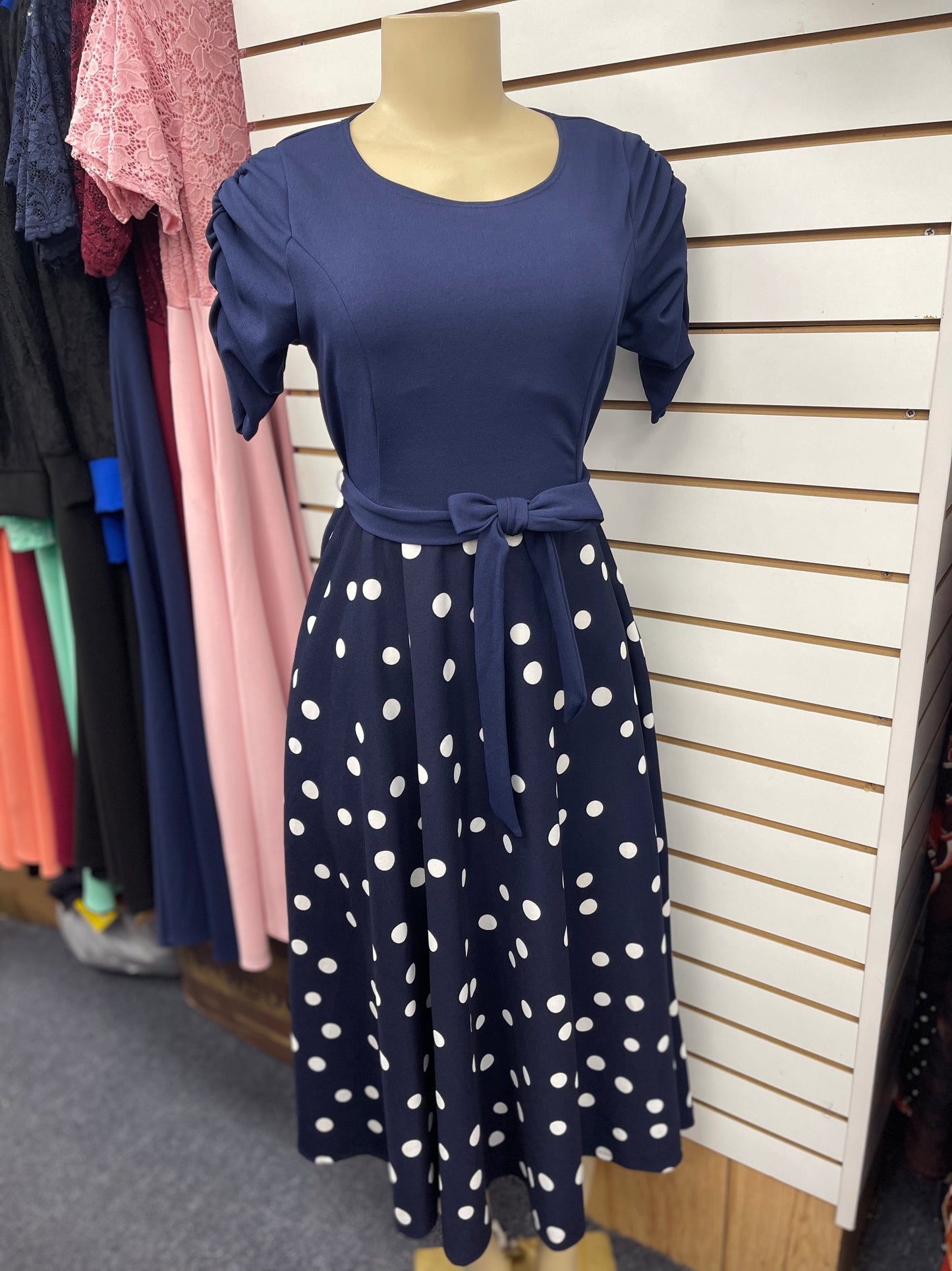 Lena Dot Dress navy