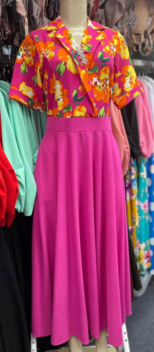Flora Dress Hot pink