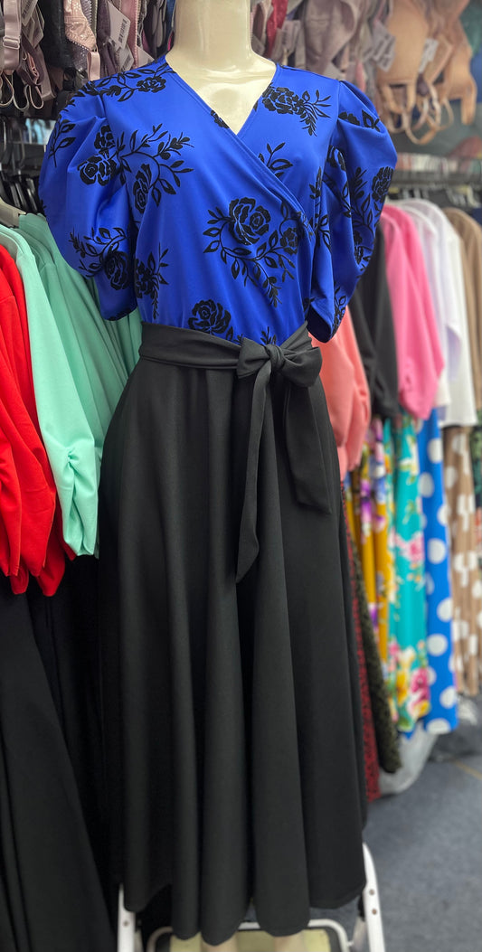Emma Dress Royal Blue & Black