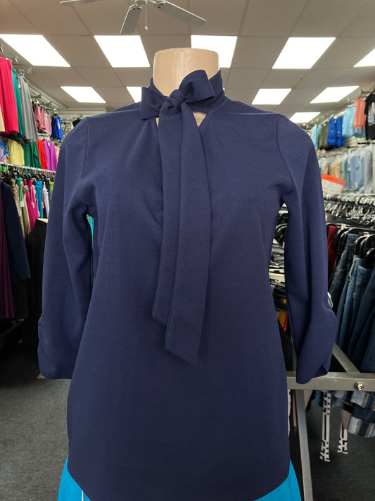 Bow Blouse Navy