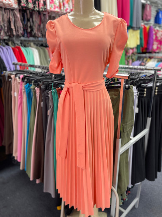Olivia Pleated Dress Peach