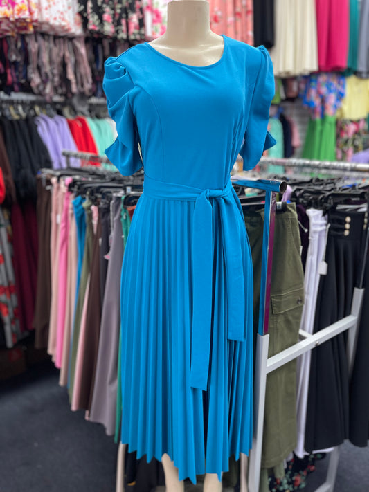 Olivia Pleated Dress Blue
