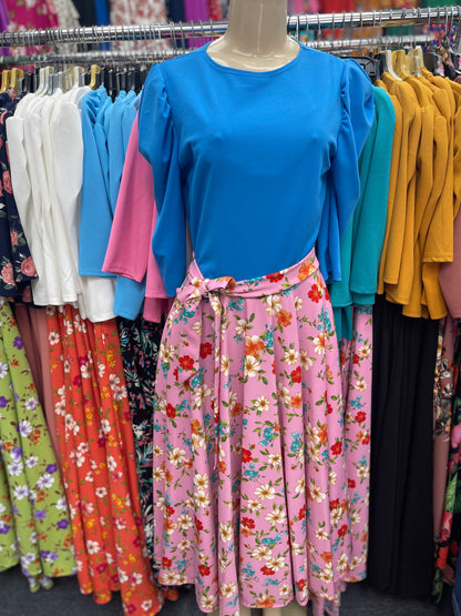 Cora Dress Blue & Pink