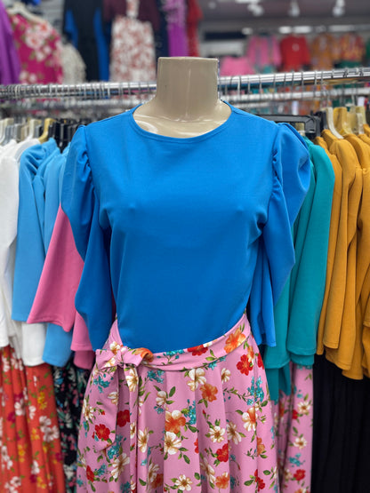 Cora Dress Blue & Pink