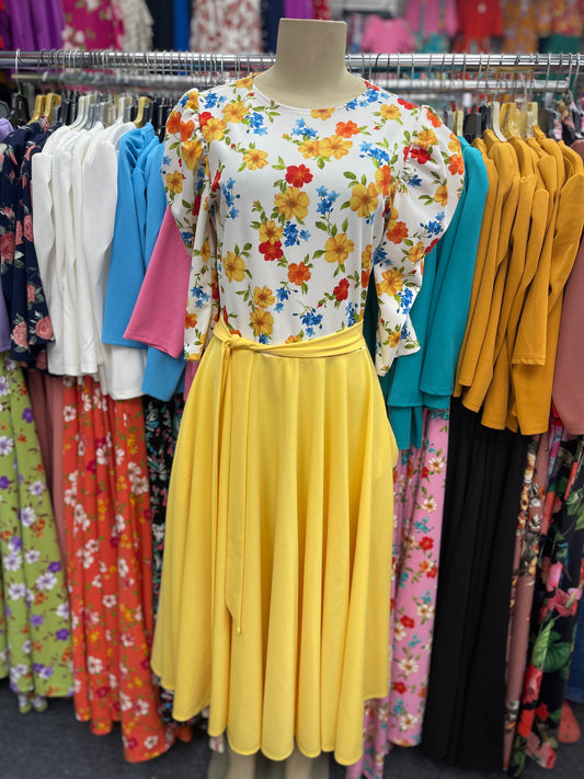 Iris Dress yellow and white