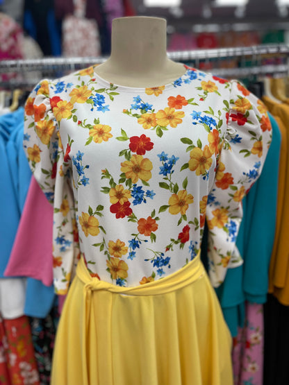 Iris Dress yellow and white