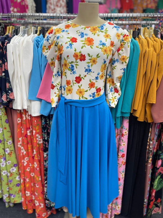 Iris Dress Blue and white