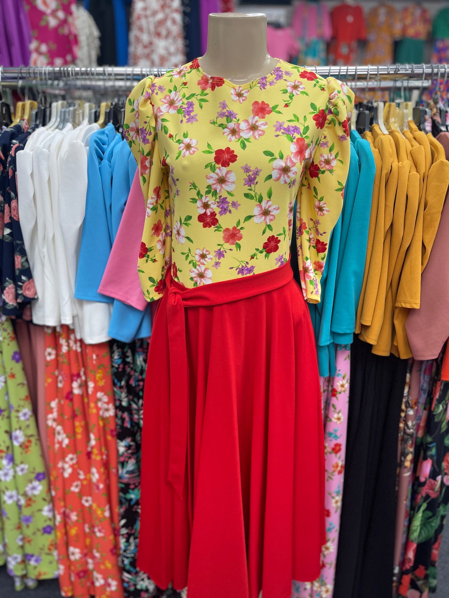 Iris Dress Red & yellow