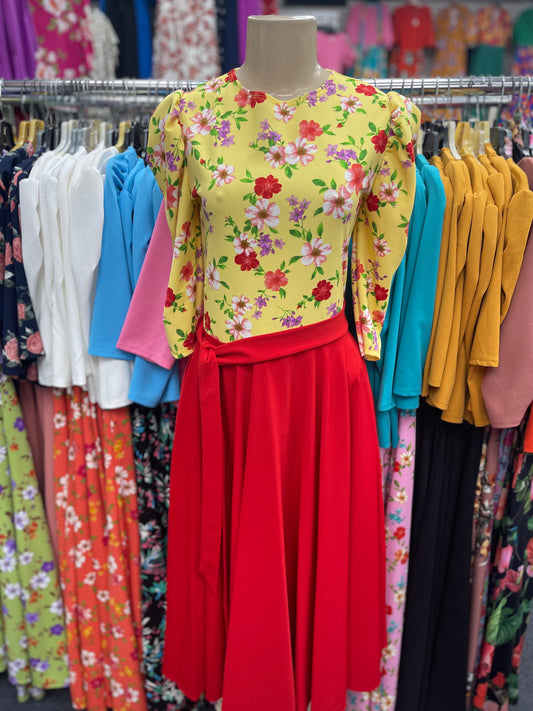 Iris Dress Red & yellow
