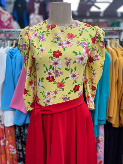 Iris Dress Red & yellow