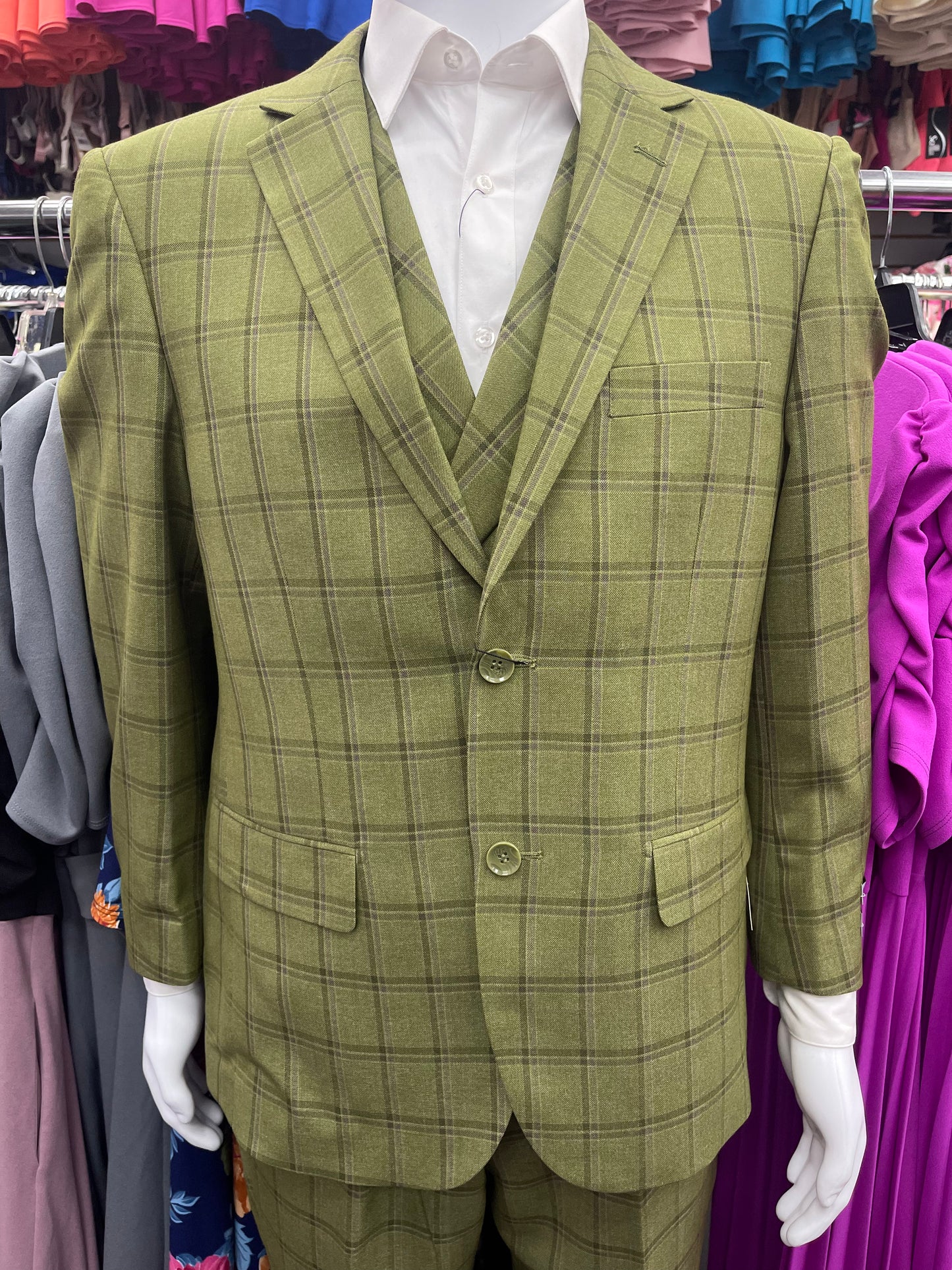 Modern Fit suit 3 pcs green